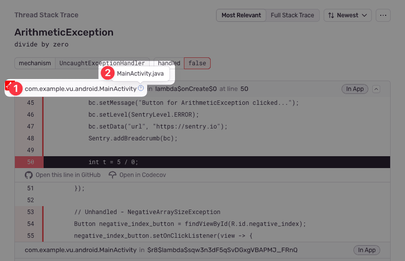 Highlighting where in the stack trace to find the module and absolute path